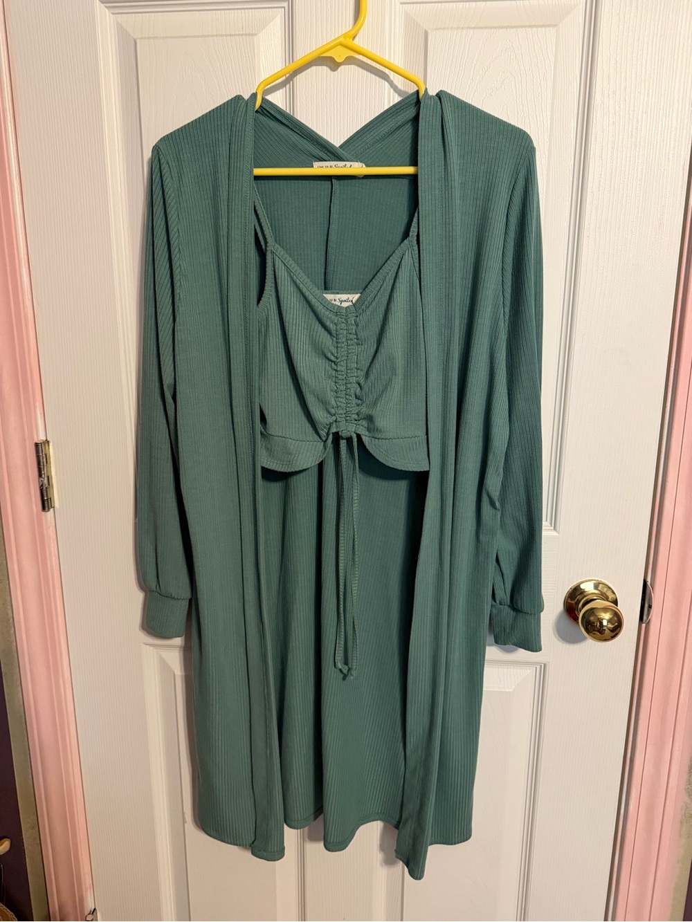 Live to be Spoiled Sage Green Ribbed Co-ord Set